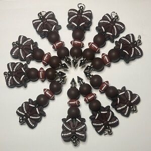 Brown Football Beaded Keychains (Multiple)